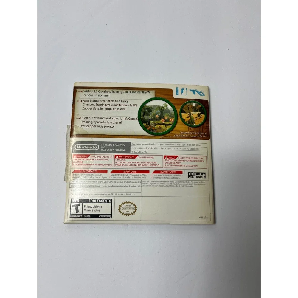 Link's Crossbow‎ Training Nintendo Wii Game Zelda Series with Manual Sleeve